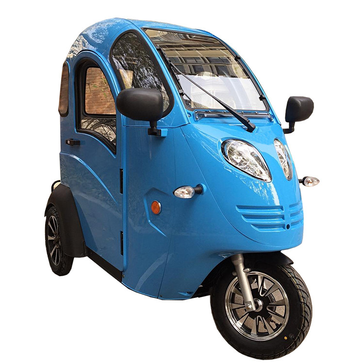 ABS Cabin 3 Wheel Enclosed Motorized Tricycle 72V 800W Handle Steering